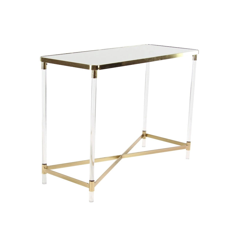 Console con piano a specchio e gambe in acrilico — Argento / Oro