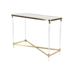 Console con piano a specchio e gambe in acrilico — Argento / Oro
