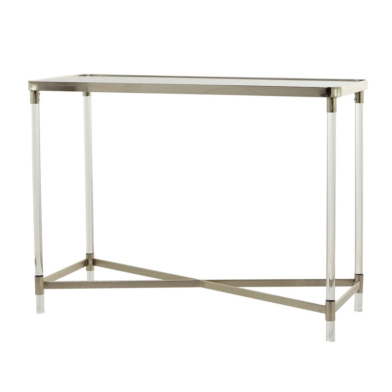 Console con piano a specchio e gambe in acrilico — Argento / Oro