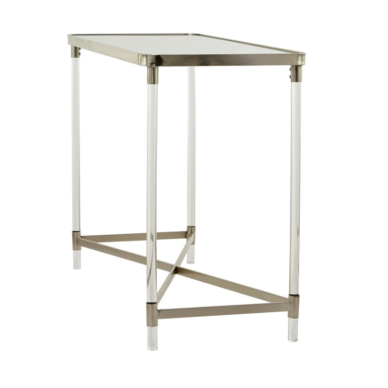 Console con piano a specchio e gambe in acrilico — Argento / Oro