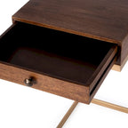Tavolino a C in legno marrone con cassetto, 1 posto