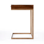 Tavolino a C in legno marrone con cassetto, 1 posto