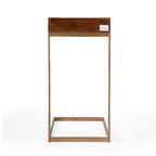 Tavolino a C in legno marrone con cassetto, 1 posto
