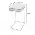 Tavolino a C in legno marrone con cassetto, 1 posto