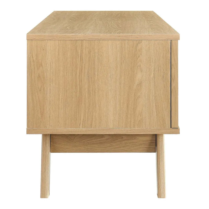Mobile TV con ante scorrevoli in rattan da 47", Rovere / Noce, Adatto a TV fino a 52"