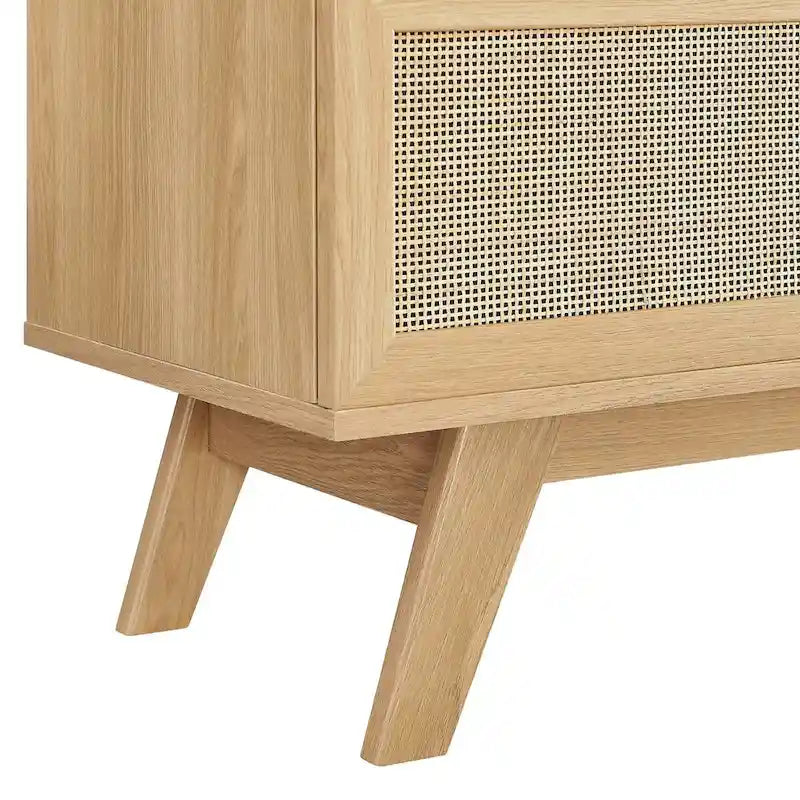 Mobile TV con ante scorrevoli in rattan da 47", Rovere / Noce, Adatto a TV fino a 52"