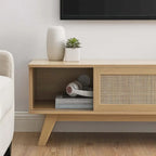 Mobile TV con ante scorrevoli in rattan da 47", Rovere / Noce, Adatto a TV fino a 52"
