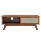 Mobile TV con ante scorrevoli in rattan da 47", Rovere / Noce, Adatto a TV fino a 52"