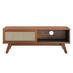 Mobile TV con ante scorrevoli in rattan da 47", Rovere / Noce, Adatto a TV fino a 52"
