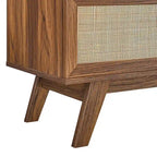 Mobile TV con ante scorrevoli in rattan da 47", Rovere / Noce, Adatto a TV fino a 52"