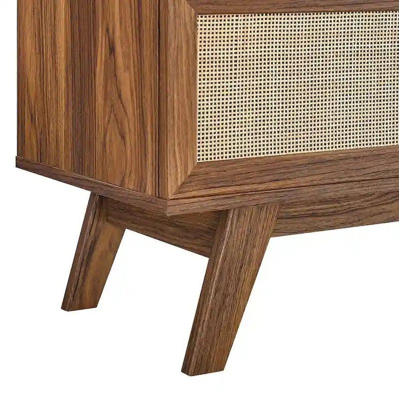 Mobile TV con ante scorrevoli in rattan da 47", Rovere / Noce, Adatto a TV fino a 52"
