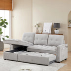 Copridivano Elastico Estensibile, Ad Angolo a L, 1/2/3/4 Posti — Grigio Chiaro / Beige