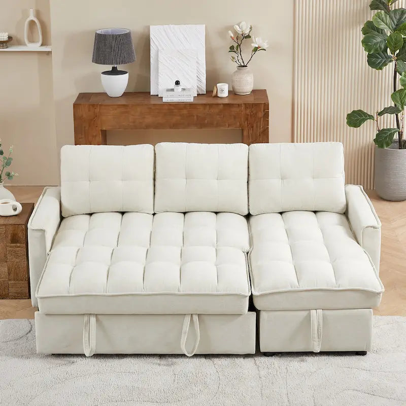 Copridivano Elastico Estensibile, Ad Angolo a L, 1/2/3/4 Posti — Grigio Chiaro / Beige