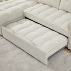 Copridivano Elastico Estensibile, Ad Angolo a L, 1/2/3/4 Posti — Grigio Chiaro / Beige