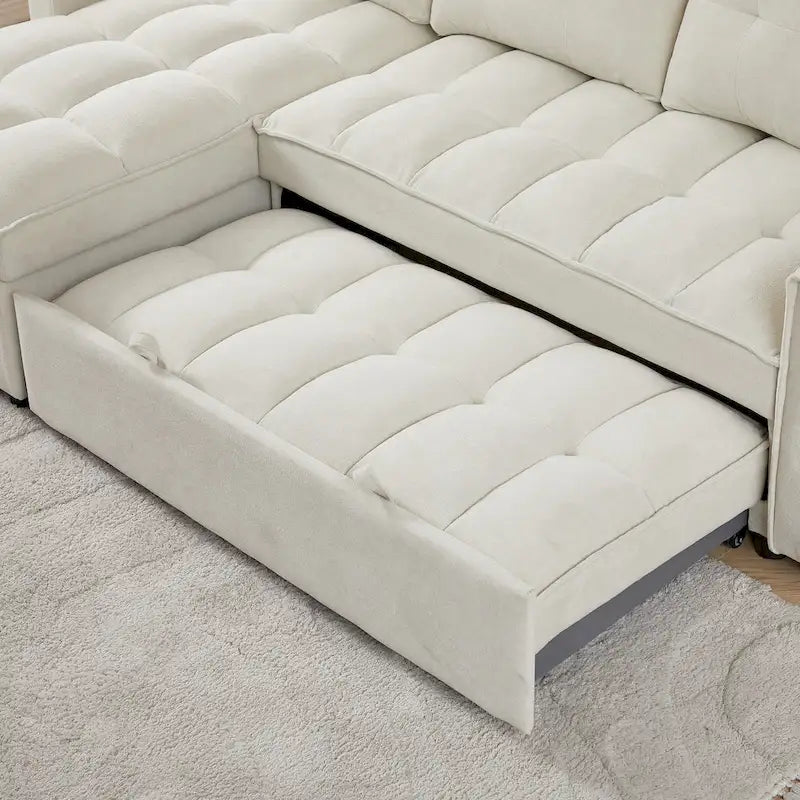 Copridivano Elastico Estensibile, Ad Angolo a L, 1/2/3/4 Posti — Grigio Chiaro / Beige