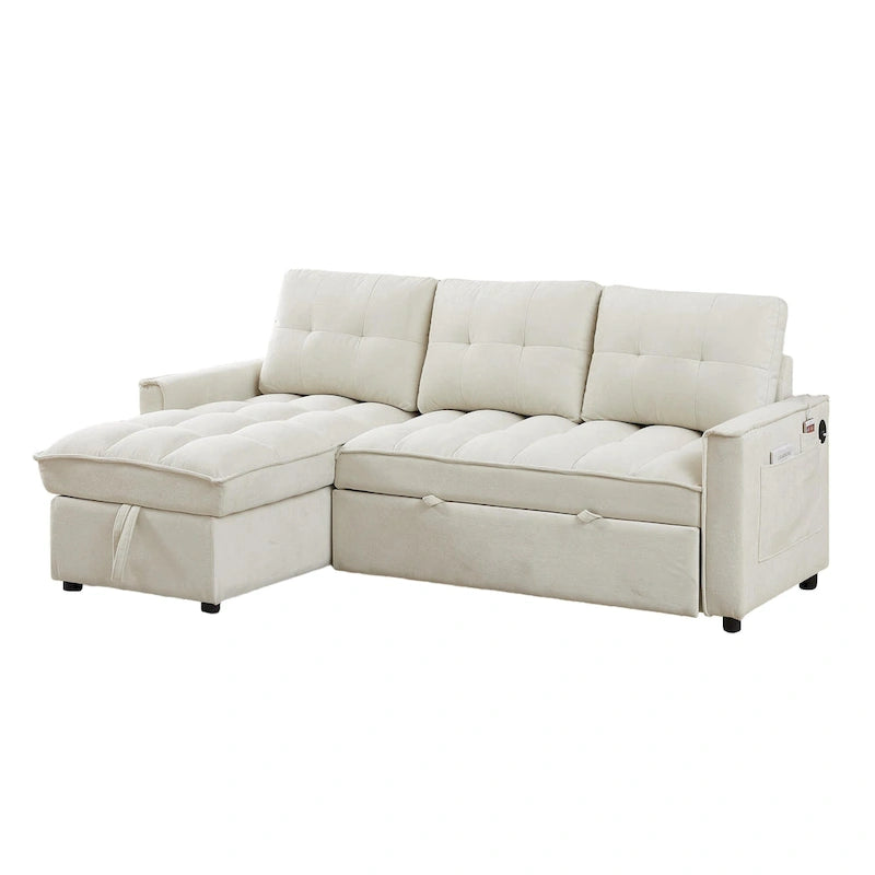 Copridivano Elastico Estensibile, Ad Angolo a L, 1/2/3/4 Posti — Grigio Chiaro / Beige