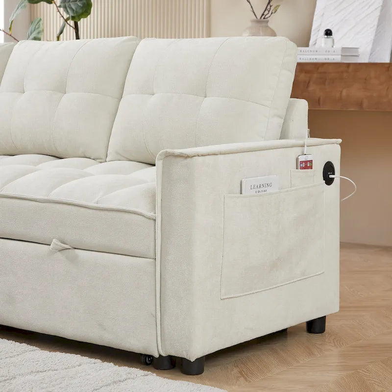 Copridivano Elastico Estensibile, Ad Angolo a L, 1/2/3/4 Posti — Grigio Chiaro / Beige