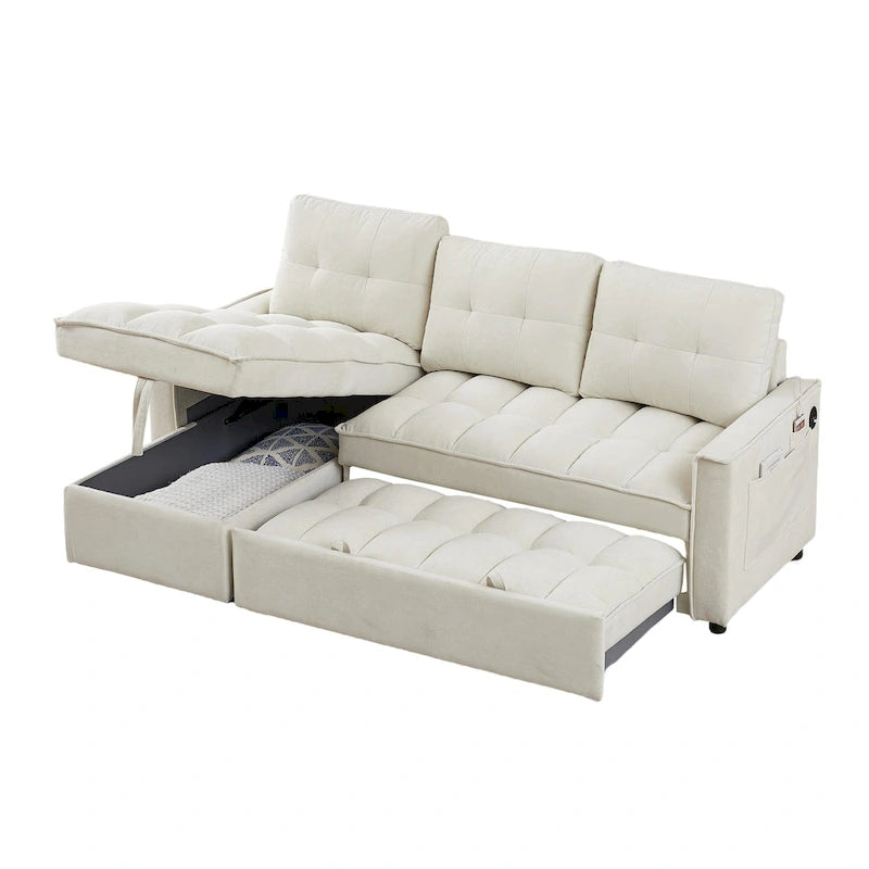 Copridivano Elastico Estensibile, Ad Angolo a L, 1/2/3/4 Posti — Grigio Chiaro / Beige