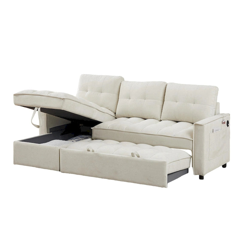 Copridivano Elastico Estensibile, Ad Angolo a L, 1/2/3/4 Posti — Grigio Chiaro / Beige