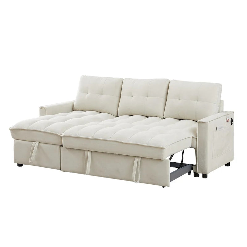 Copridivano Elastico Estensibile, Ad Angolo a L, 1/2/3/4 Posti — Grigio Chiaro / Beige
