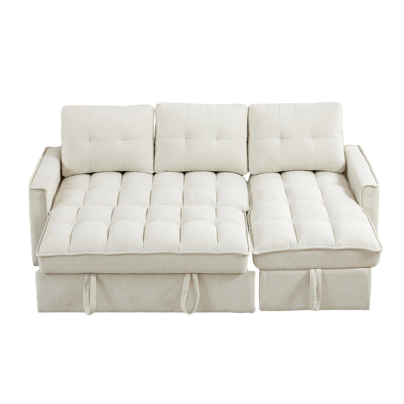 Copridivano Elastico Estensibile, Ad Angolo a L, 1/2/3/4 Posti — Grigio Chiaro / Beige