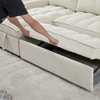 Copridivano Elastico Estensibile, Ad Angolo a L, 1/2/3/4 Posti — Grigio Chiaro / Beige
