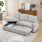 Copridivano Elastico Estensibile, Ad Angolo a L, 1/2/3/4 Posti — Grigio Chiaro / Beige