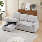 Copridivano Elastico Estensibile, Ad Angolo a L, 1/2/3/4 Posti — Grigio Chiaro / Beige