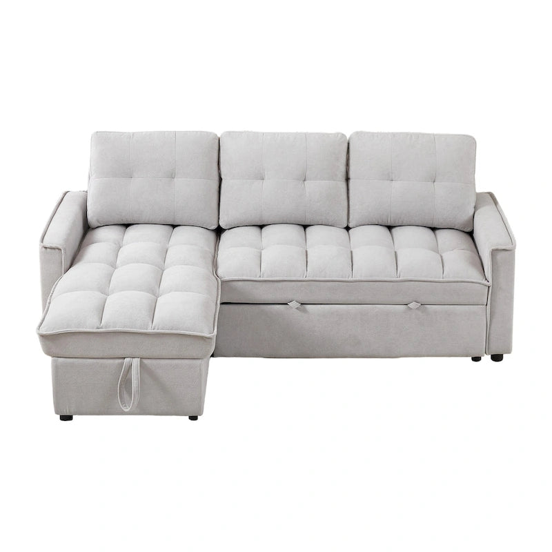 Copridivano Elastico Estensibile, Ad Angolo a L, 1/2/3/4 Posti — Grigio Chiaro / Beige