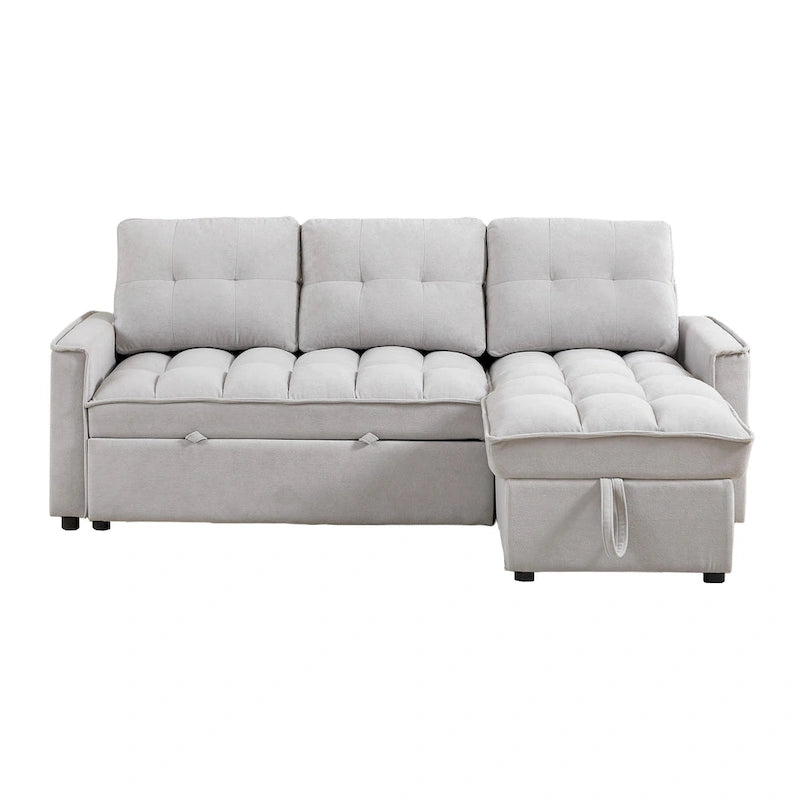 Copridivano Elastico Estensibile, Ad Angolo a L, 1/2/3/4 Posti — Grigio Chiaro / Beige