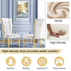 Sedia da pranzo in velluto bianco e oro, set da 2, seduta bassa