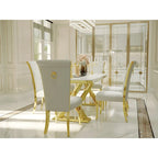 Sedia da pranzo in velluto bianco e oro, set da 2, seduta bassa