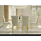 Sedia da pranzo in velluto bianco e oro, set da 2, seduta bassa