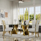 Sedia da pranzo in velluto bianco e oro, set da 2, seduta bassa