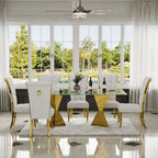 Sedia da pranzo in velluto bianco e oro, set da 2, seduta bassa