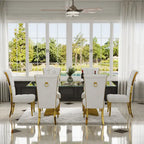 Sedia da pranzo in velluto bianco e oro, set da 2, seduta bassa