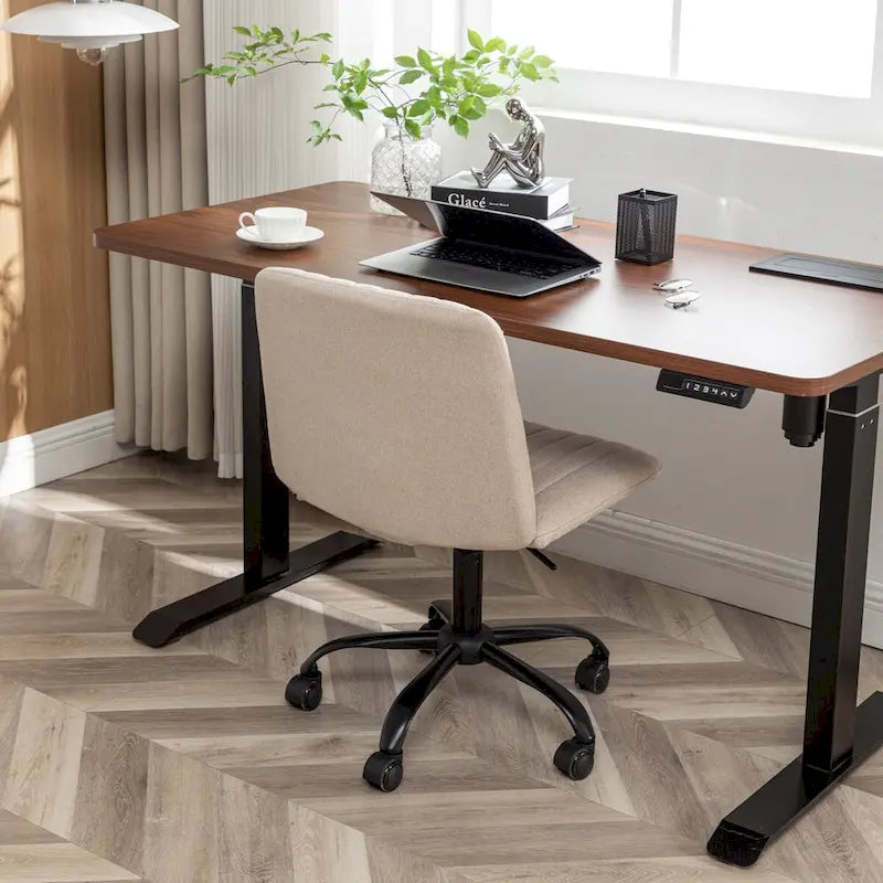 Sedia girevole da ufficio in tessuto, regolabile in altezza, 1 posto – Grigio / Blu / Beige