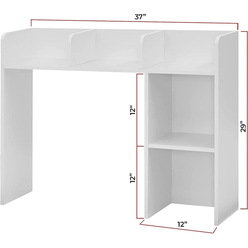 Credenza bianca da scrivania con ripiani – 1 persona, monitor singolo
