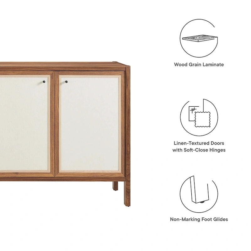 Madia in Legno Venato Finitura Noce, 65", 1 Persona