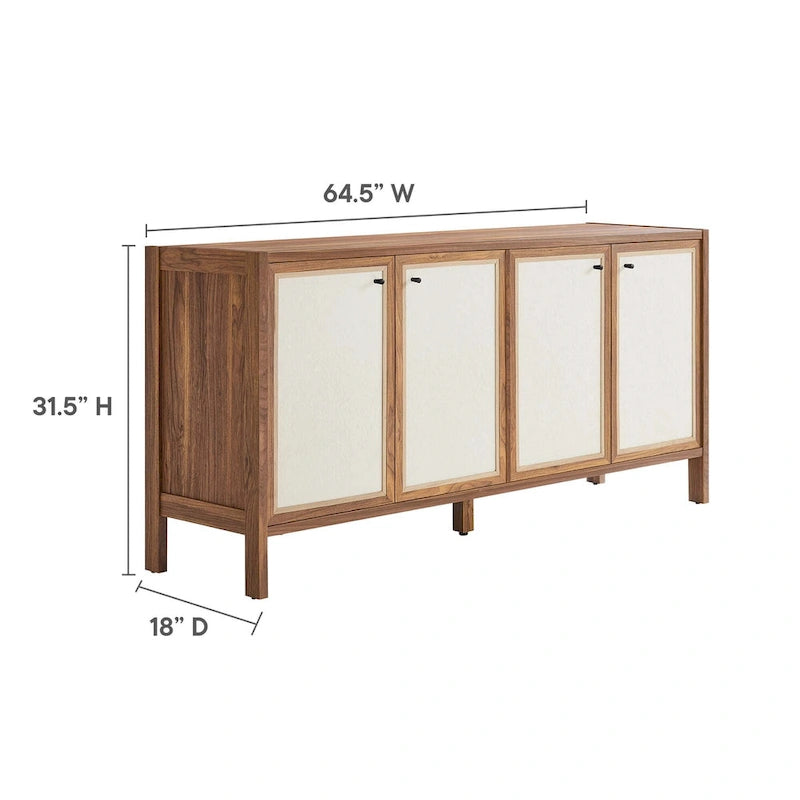 Madia in Legno Venato Finitura Noce, 65", 1 Persona