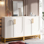 Credenza/Buffet bianco/oro, 4 ante con ripiano regolabile
