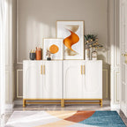 Credenza/Buffet bianco/oro, 4 ante con ripiano regolabile
