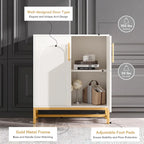 Credenza/Buffet bianco/oro, 4 ante con ripiano regolabile